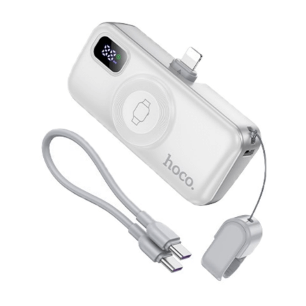 แบตสำรอง HOCO A18I 5000MAH สีขาว แบบ IOS LIGHTNING พร้อมระบบชาร์จไร้สาย APPLE WATCH และ ชาร์จเร็ว PD 20W / QC 3.0_0